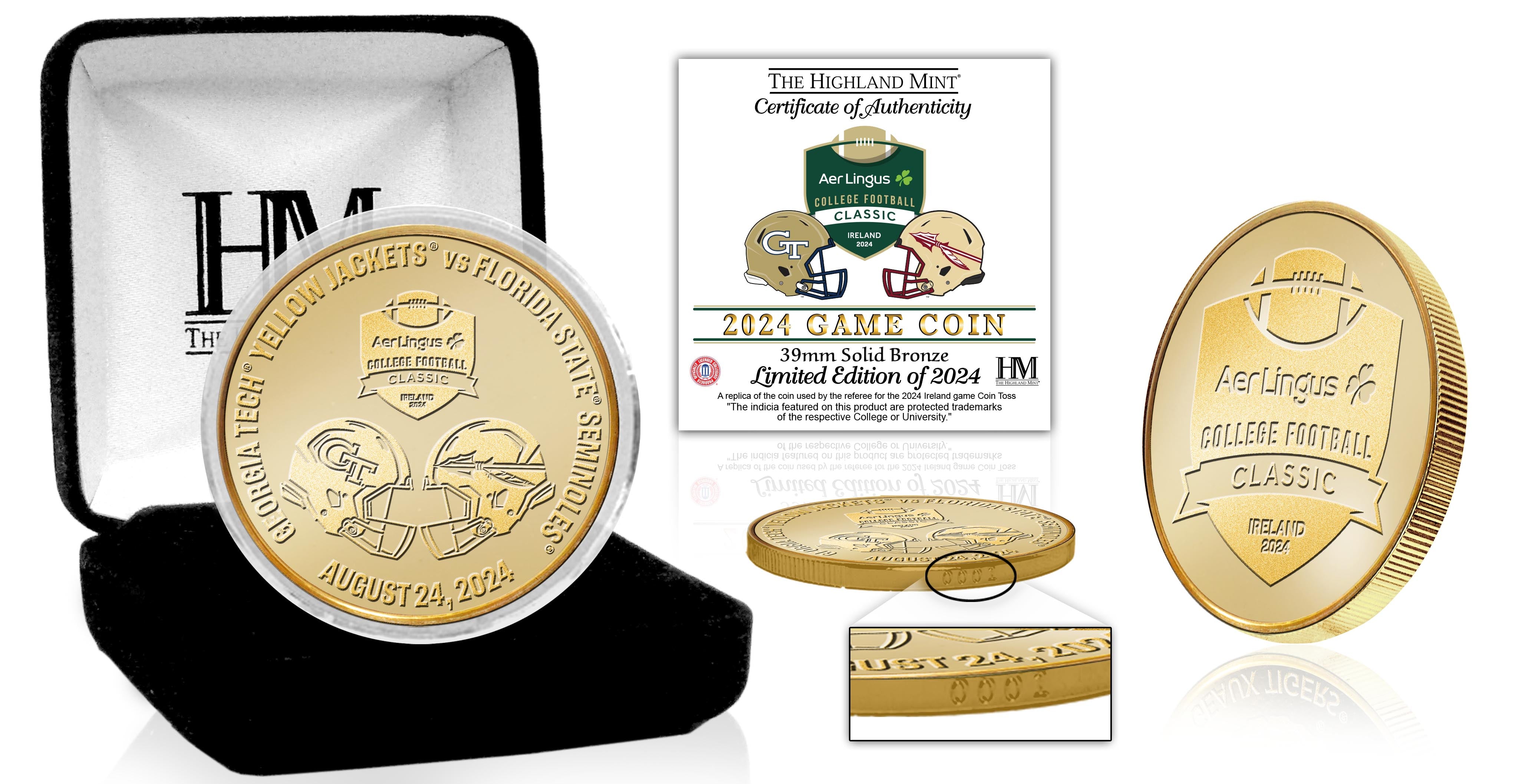 2024 Tech vs FSU Ireland Game Bronze Flip Coin