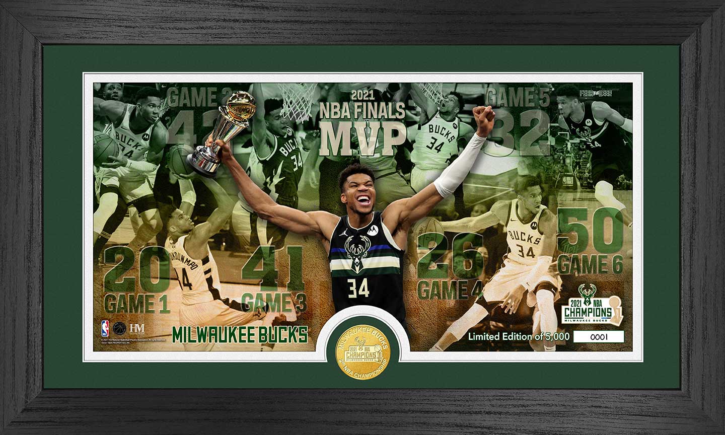 Milwaukee Bucks Black Framed 2021 NBA Finals Champions Logo Jersey Display Case