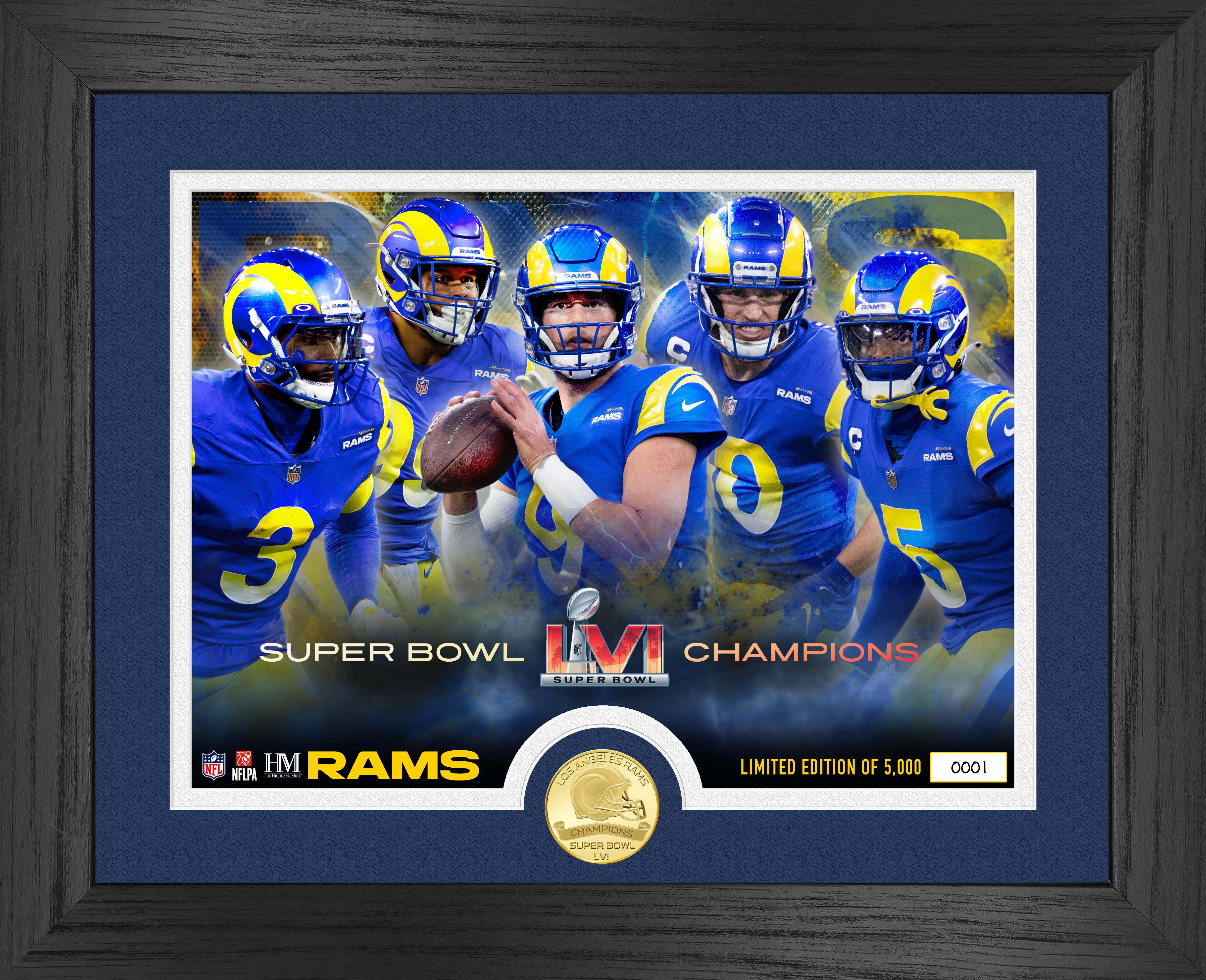 Los Angeles Rams Super Bowl 56 Champions Banner Bronze Coin Photo Mint