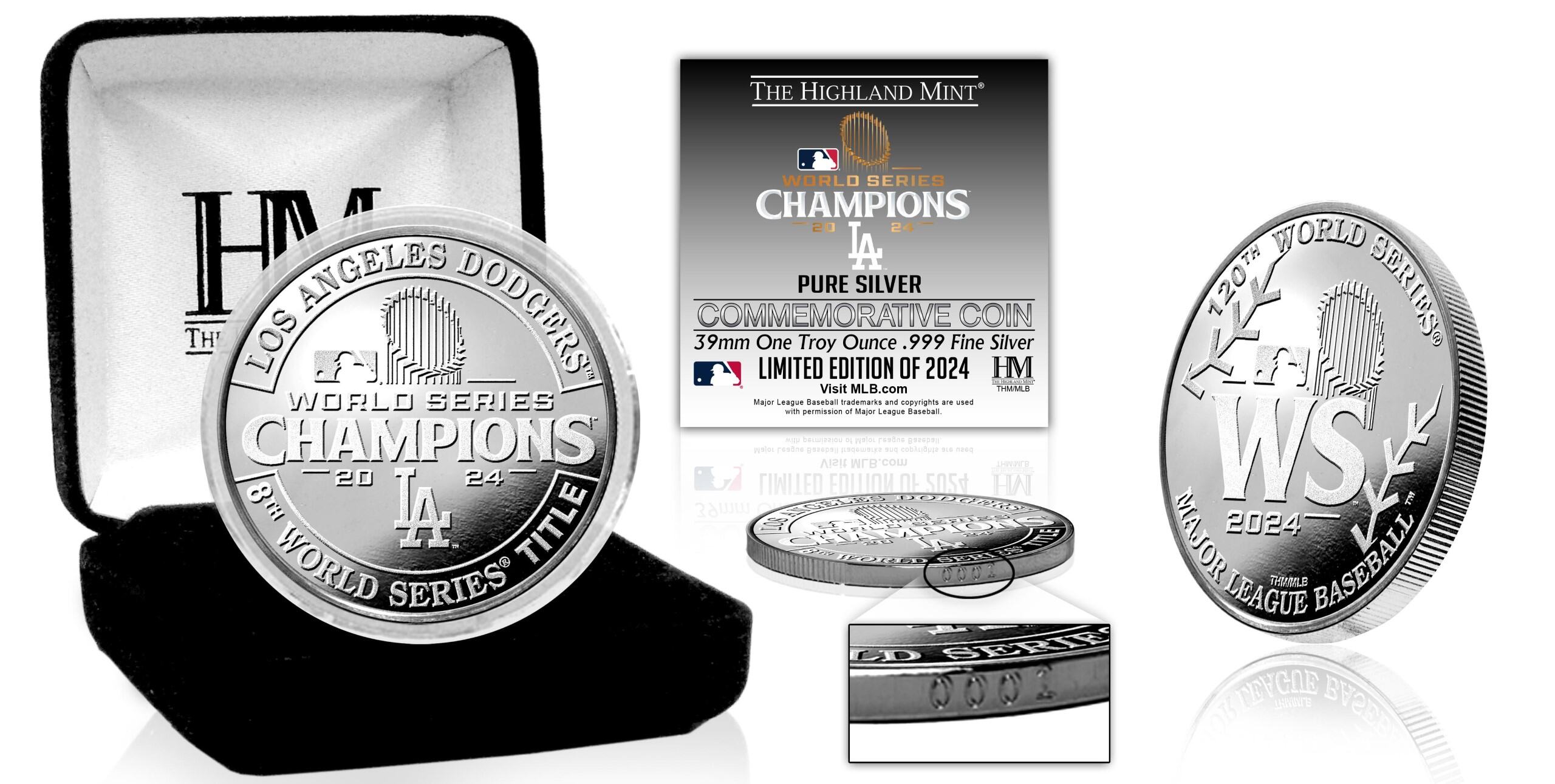 LA Dodgers 2024 World Series Champions 1oz .999 Pure Silver Coin