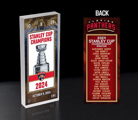 Florida Panthers Stanley Cup Champions Commemorative Ticket 3D Block