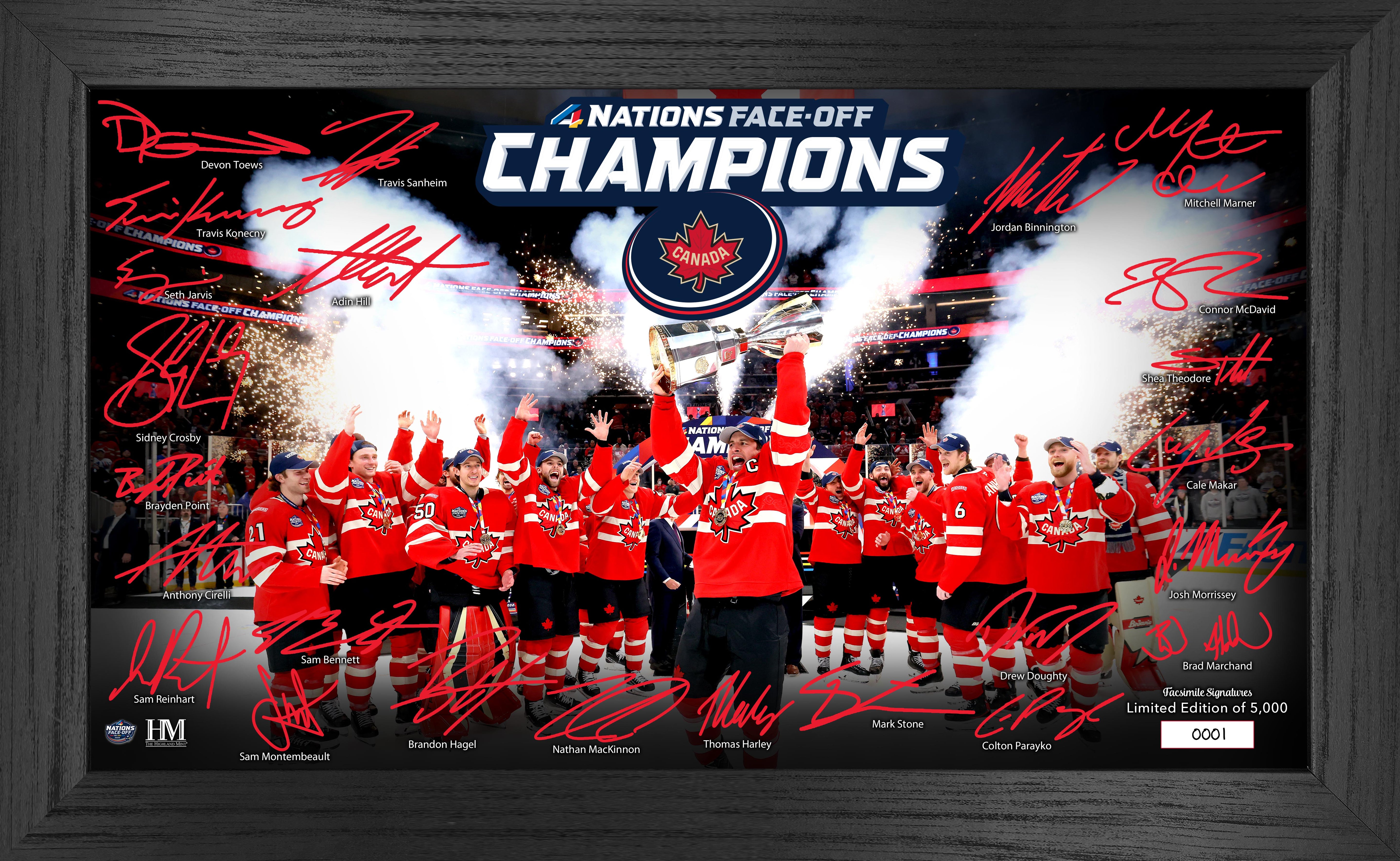 Team Canada 2025 4 Nations Face Off Champions Signature Celebration Frame