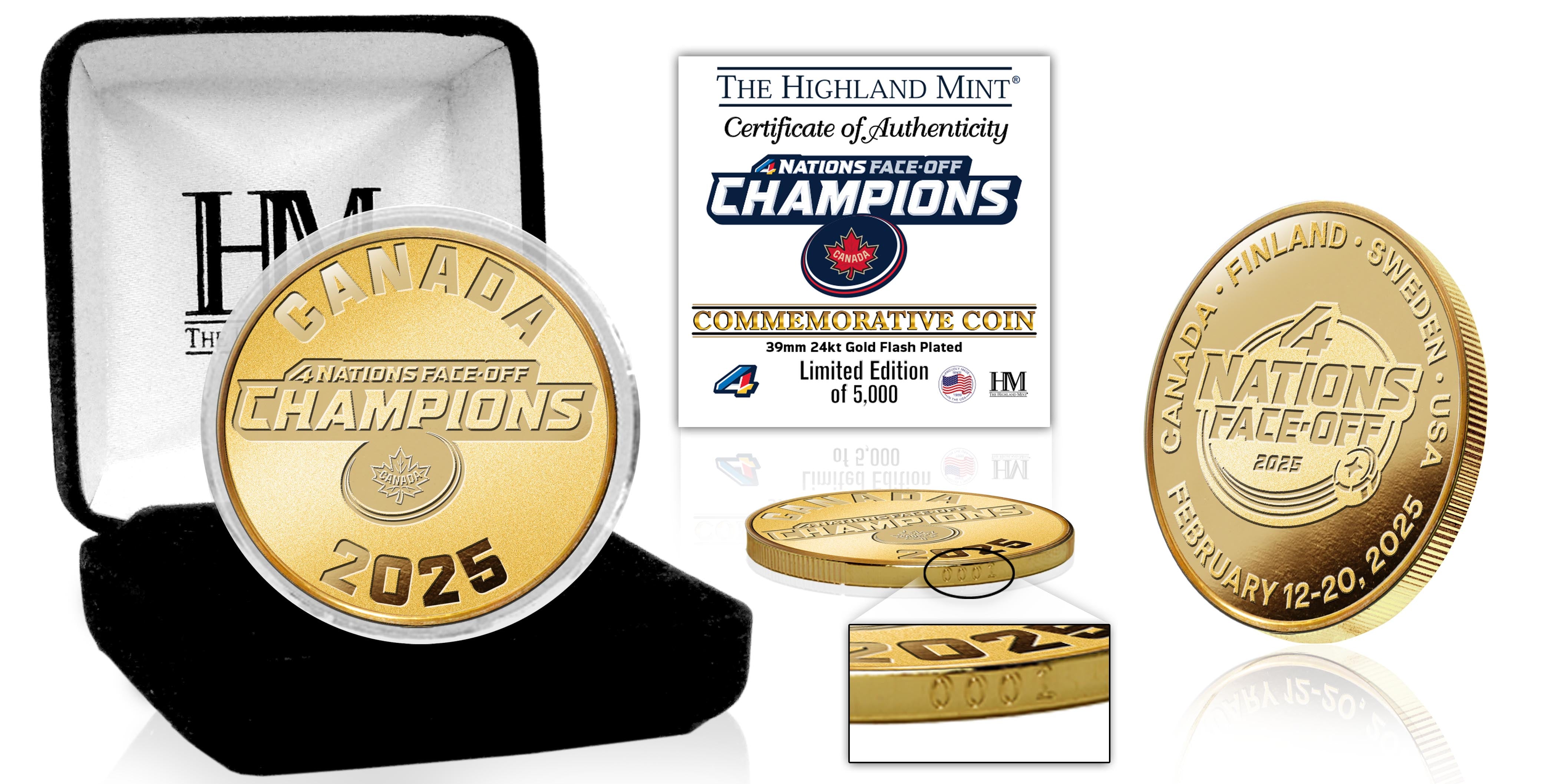 Team Canada 2025 4 Nations Face Off Champions Gold Coin