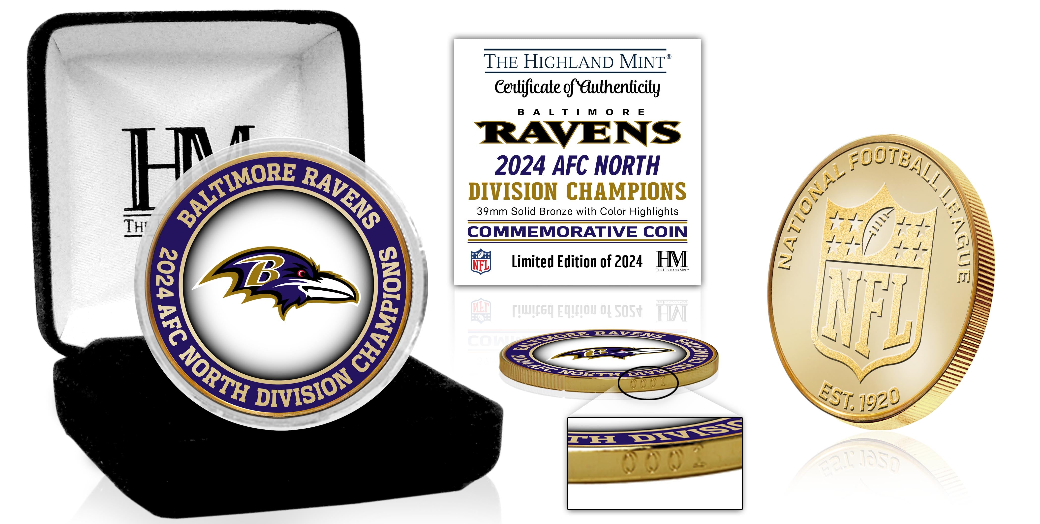 Baltimore Ravens AFC North Division Champions Bronze Color Coin