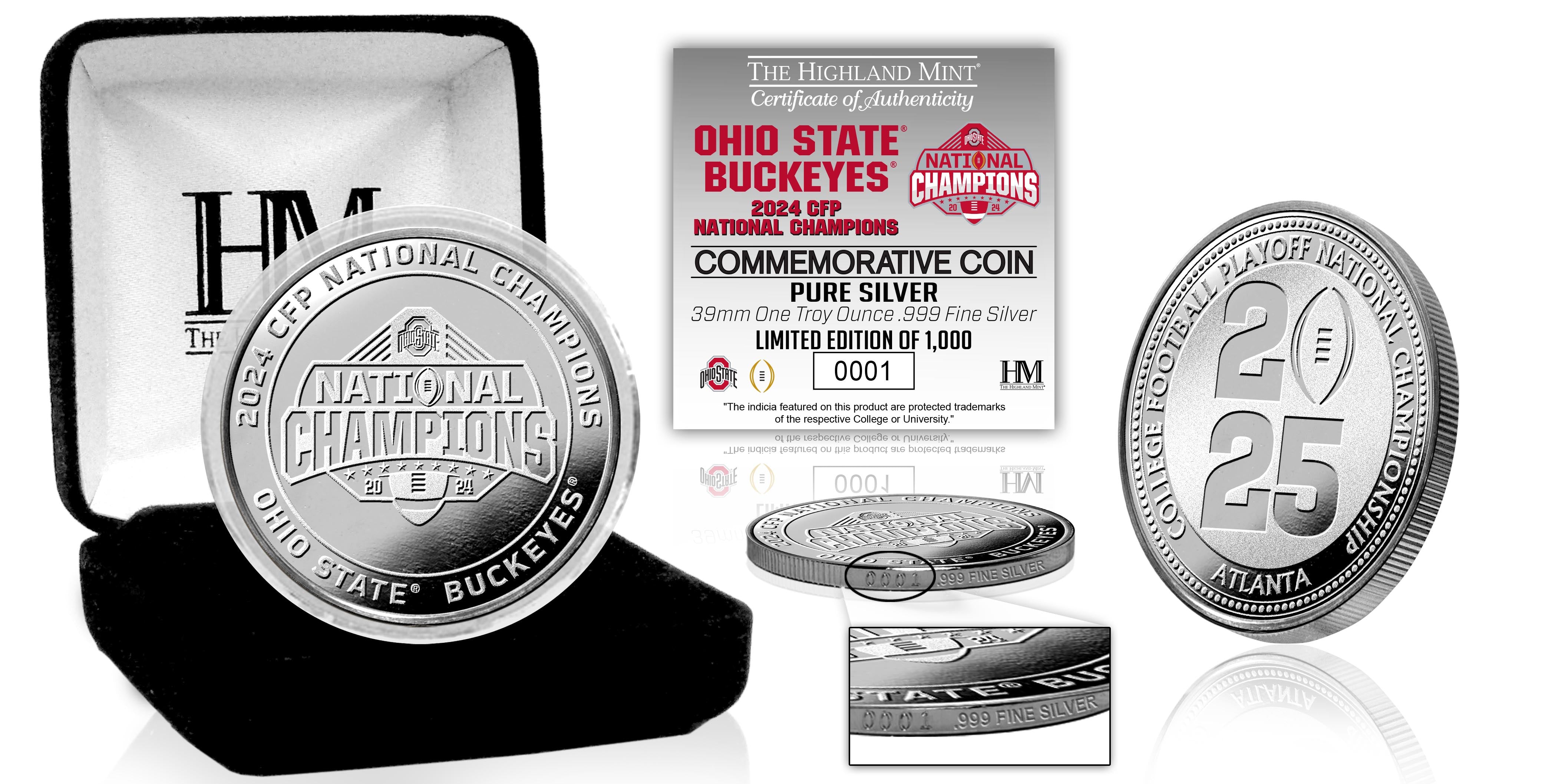 Ohio State Buckeyes 2025 CFP National Champions One Ounce .999 Pure Silver Coin