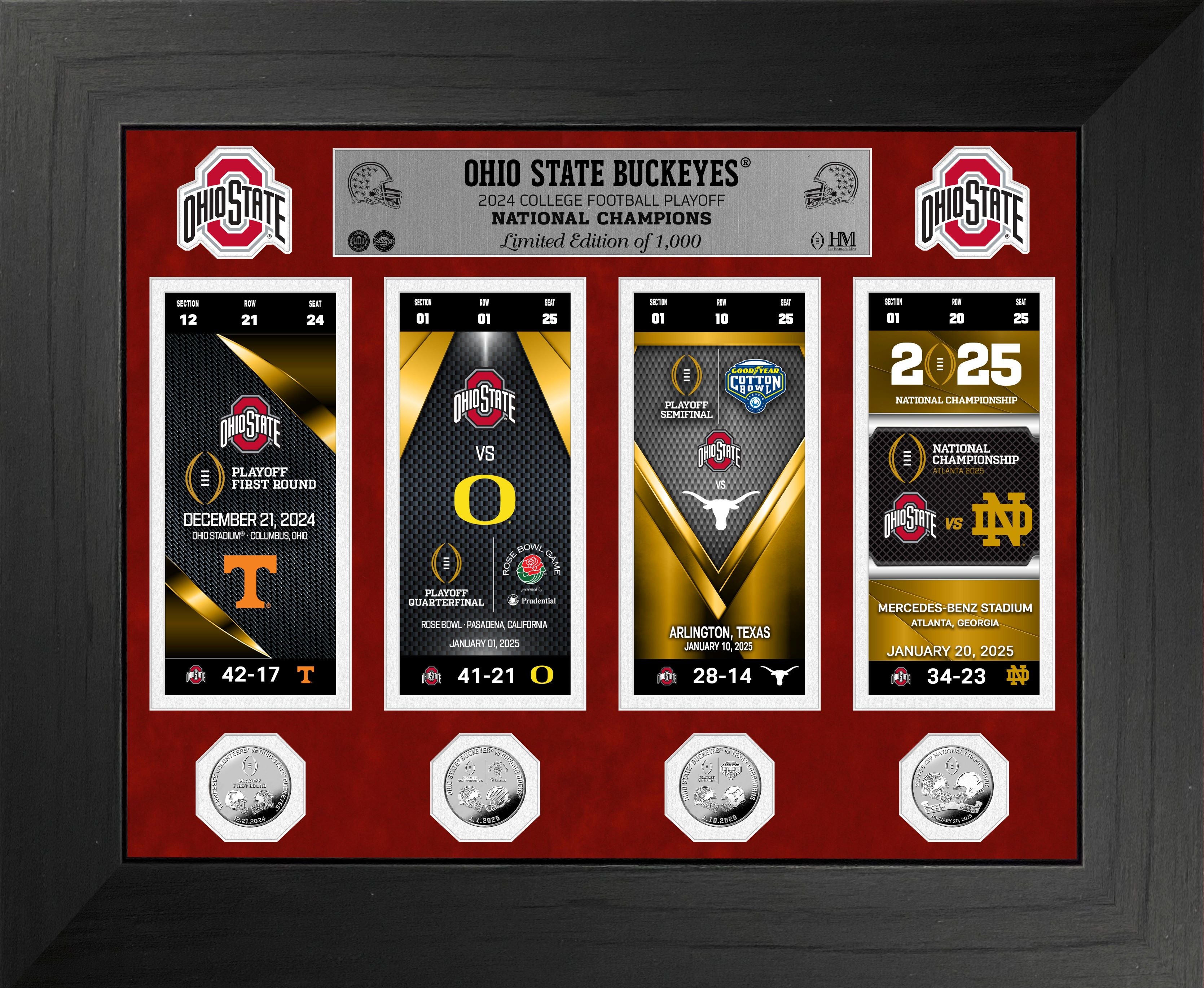 Ohio State 2024 CFP Champions Deluxe Road to Championship Silver Photo Mint