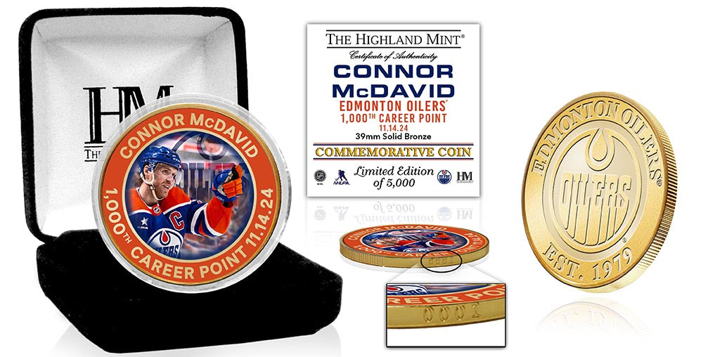 Edmonton Oilers Connor McDavid 1000th Career Point Bronze Color Coin