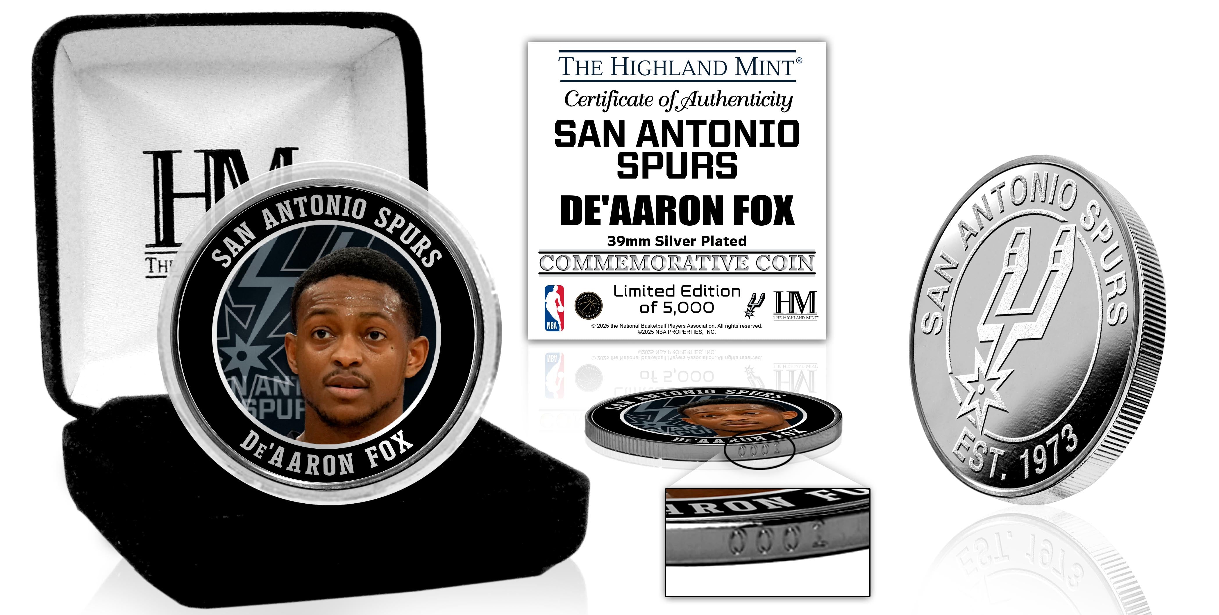 DeAaron Fox Spurs Silver Color Coin