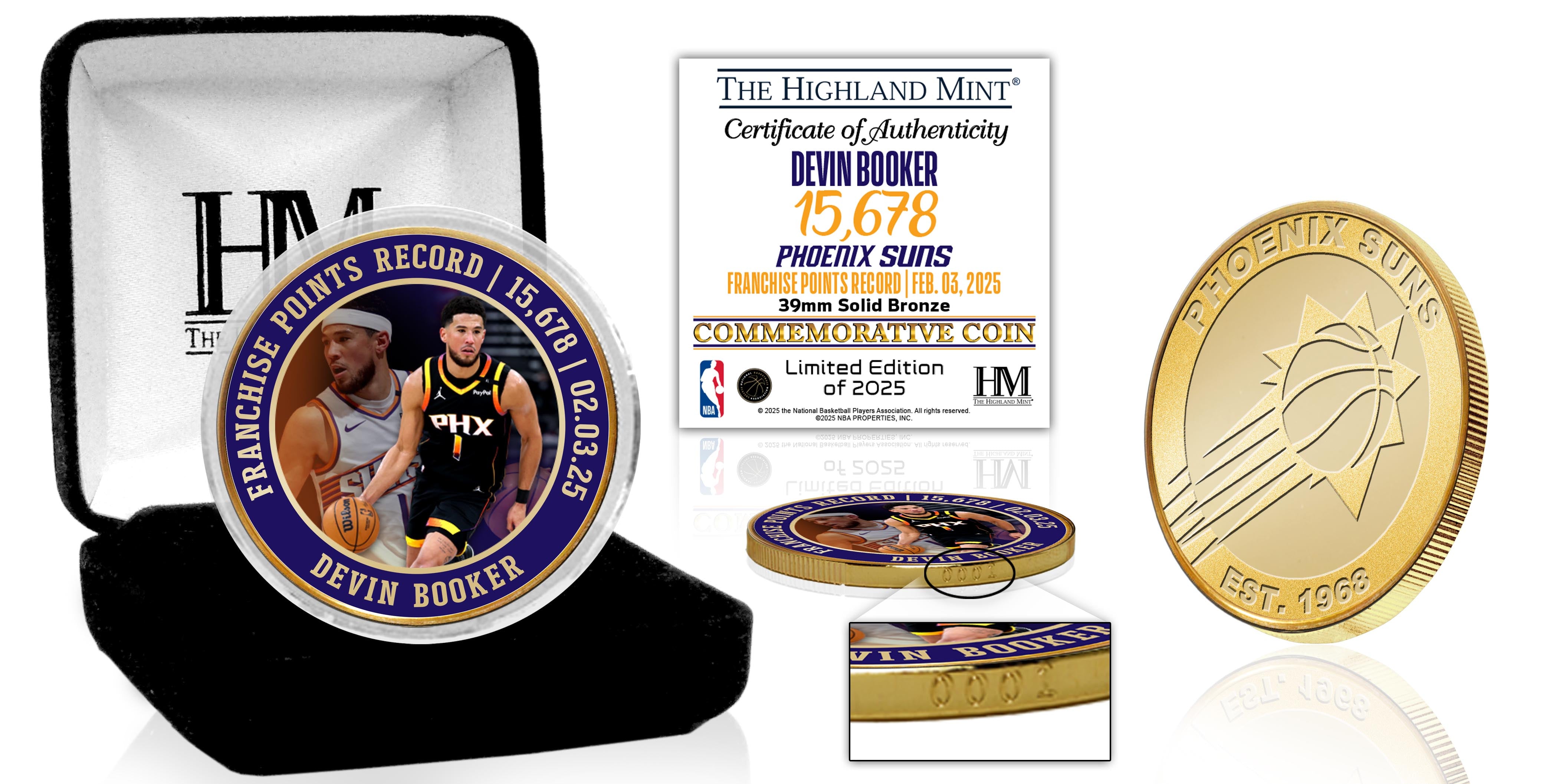 Devin Booker Phoenix Suns Franchise Points Record Bronze Coin