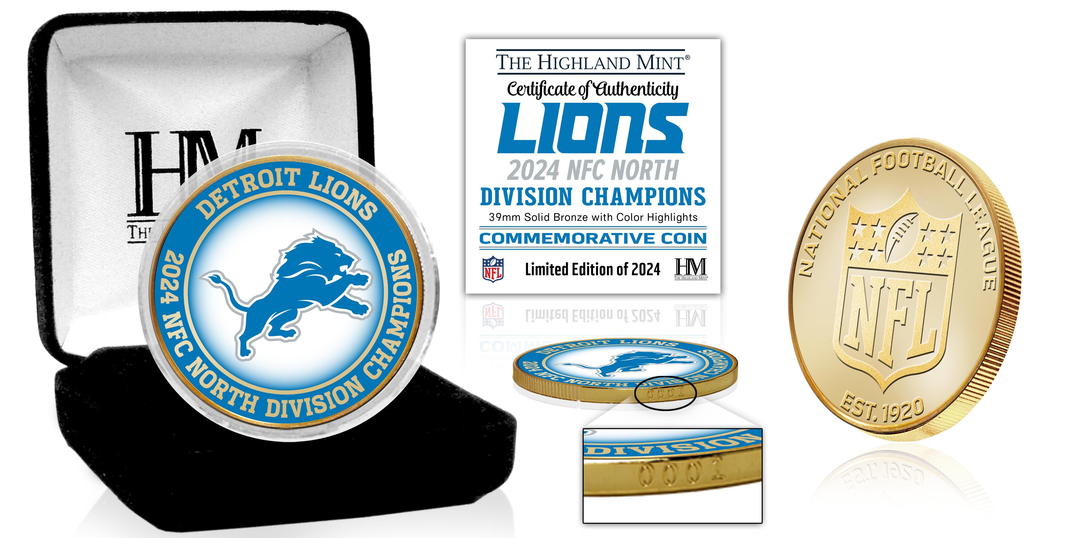 Detroit Lions NFC North Division Champions Bronze Color Coin