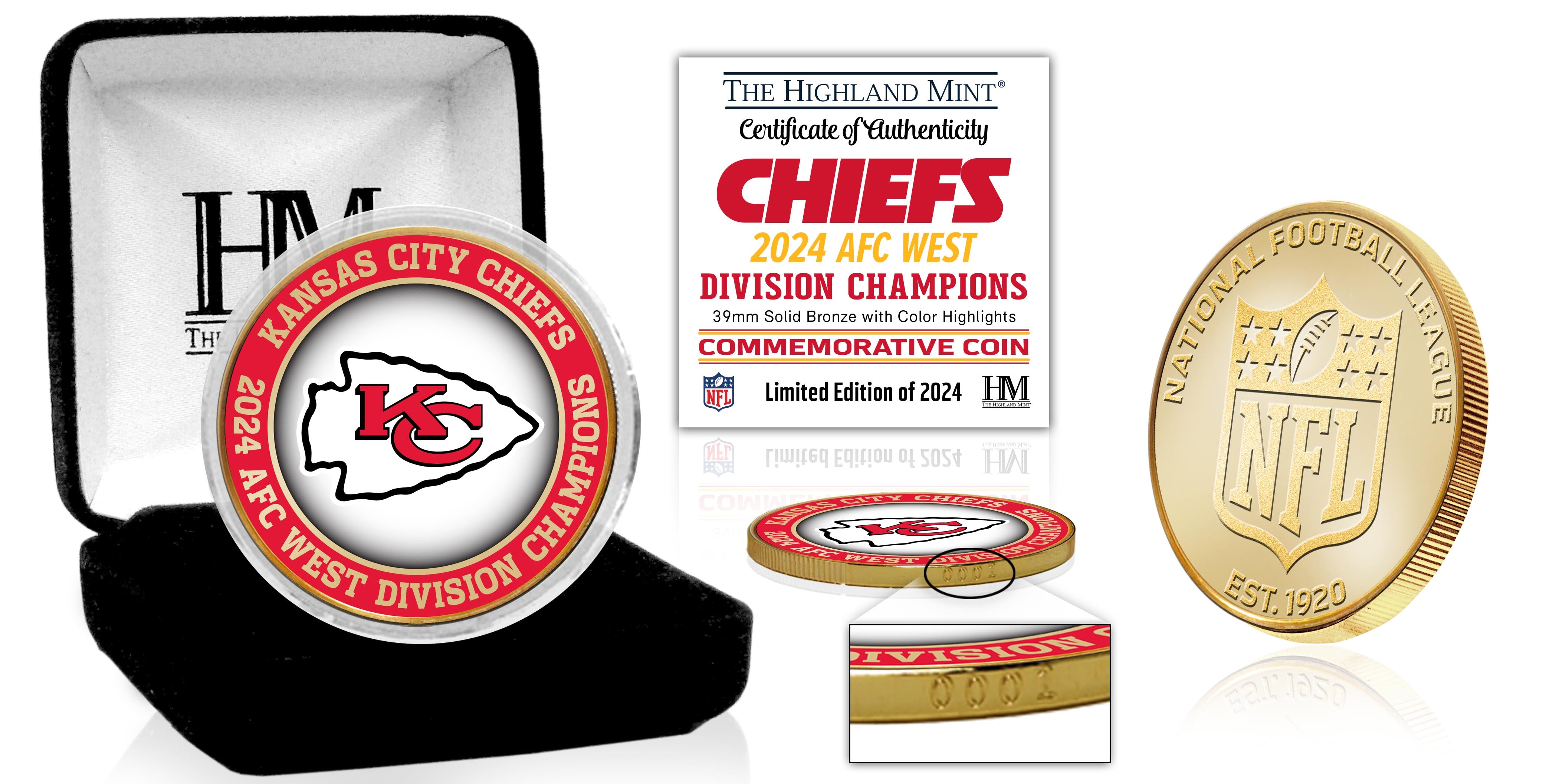 Kansas City Chiefs AFC West Division Champions Bronze Color Coin