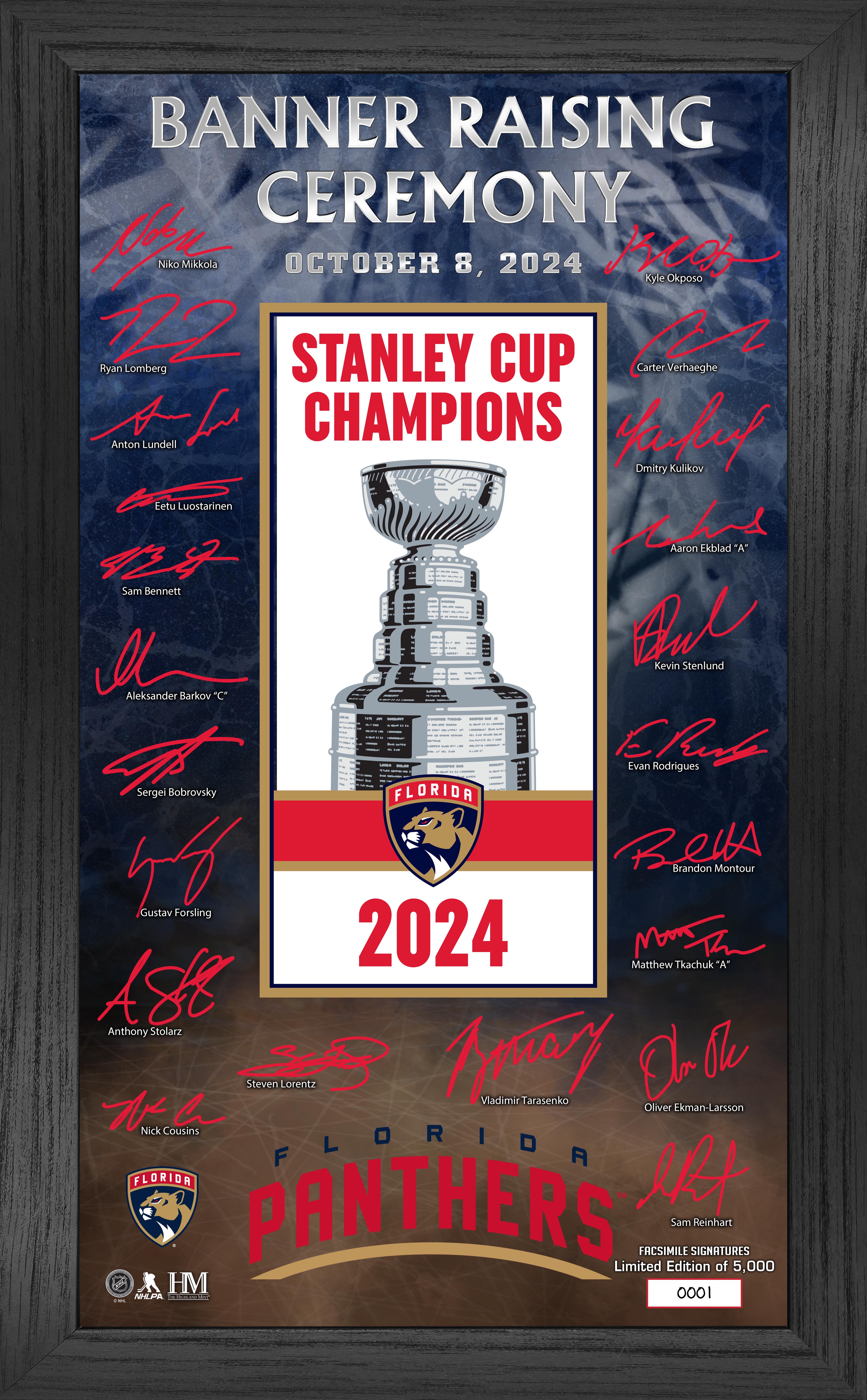 Florida Panthers Stanley Cup Champions Signature Banner Frame