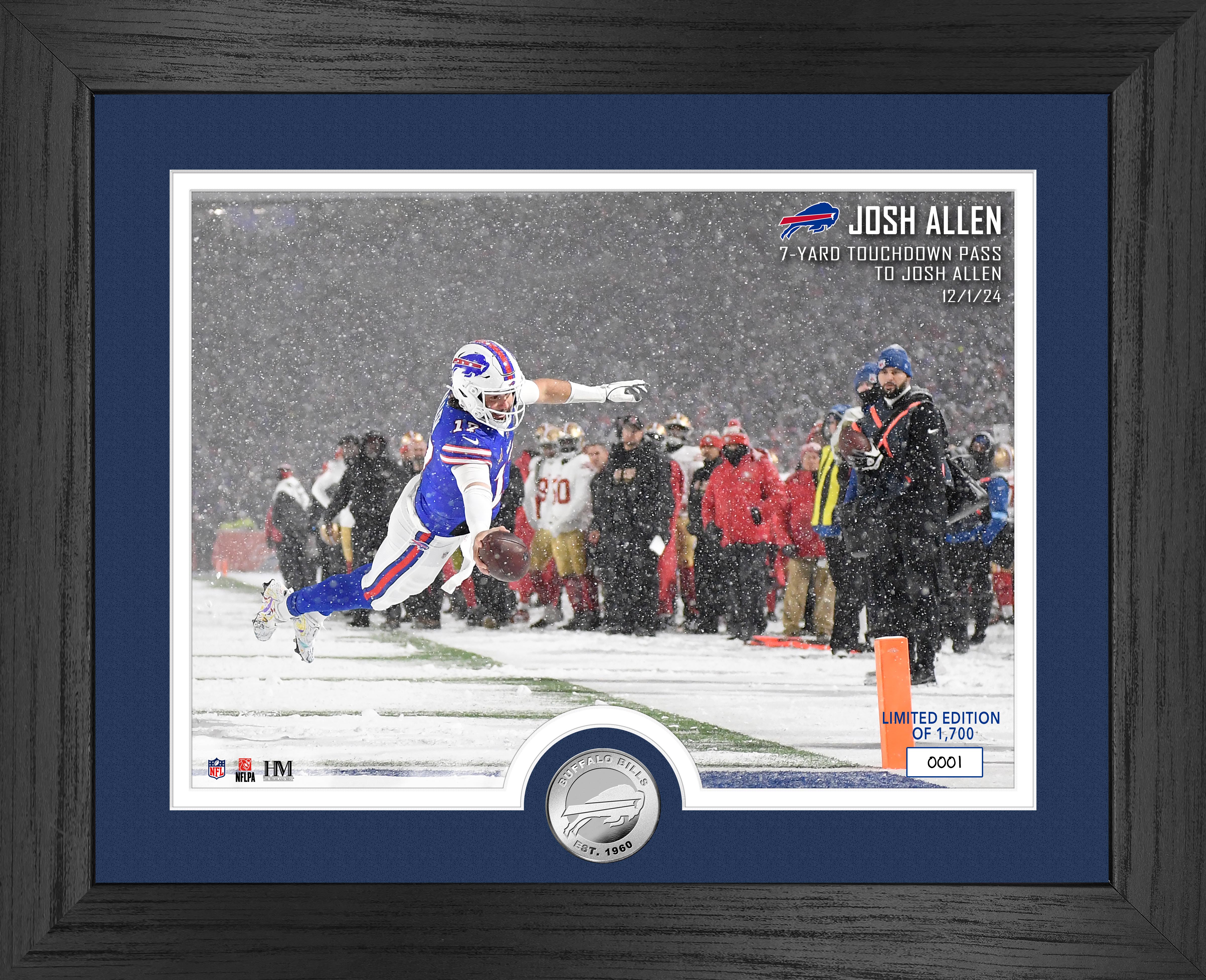 Josh Allen Snow Game TD Silver Coin Photo Mint