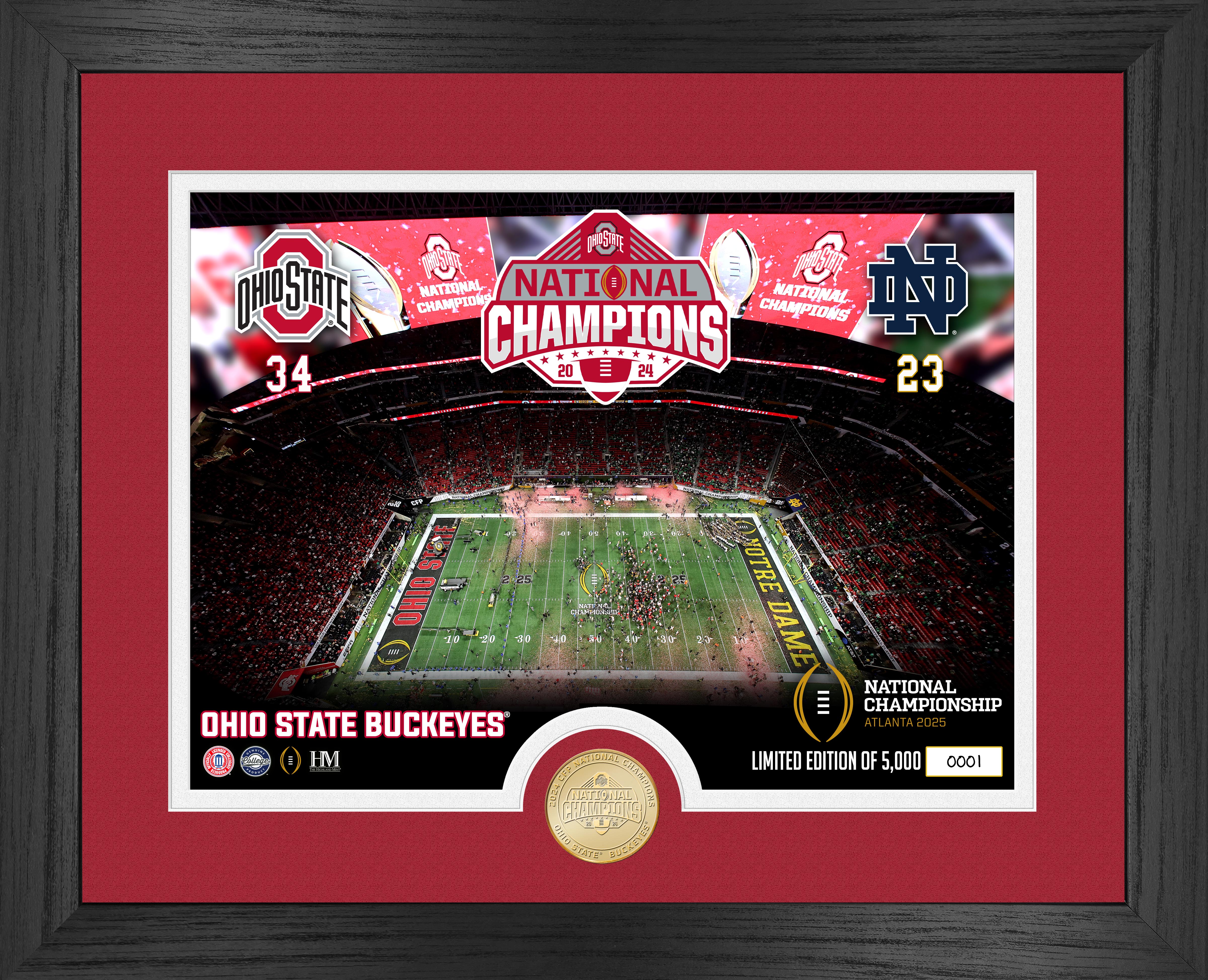 Ohio State Buckeyes 2024-25 CFP National Champions Celebration Bronze Coin Photo Mint