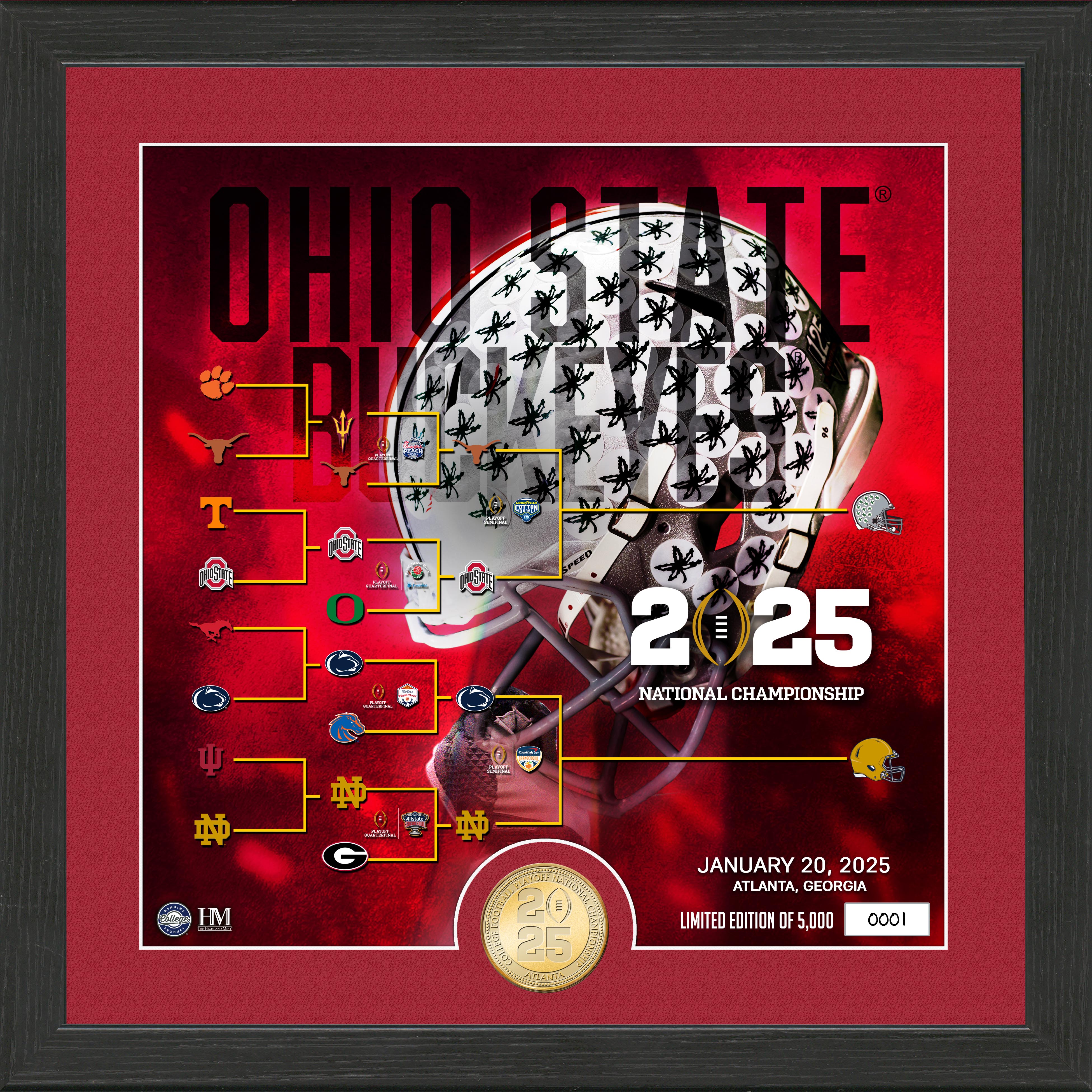 Ohio State Buckeyes 2025 CFP Championship Game Bronze Coin Photo Mint