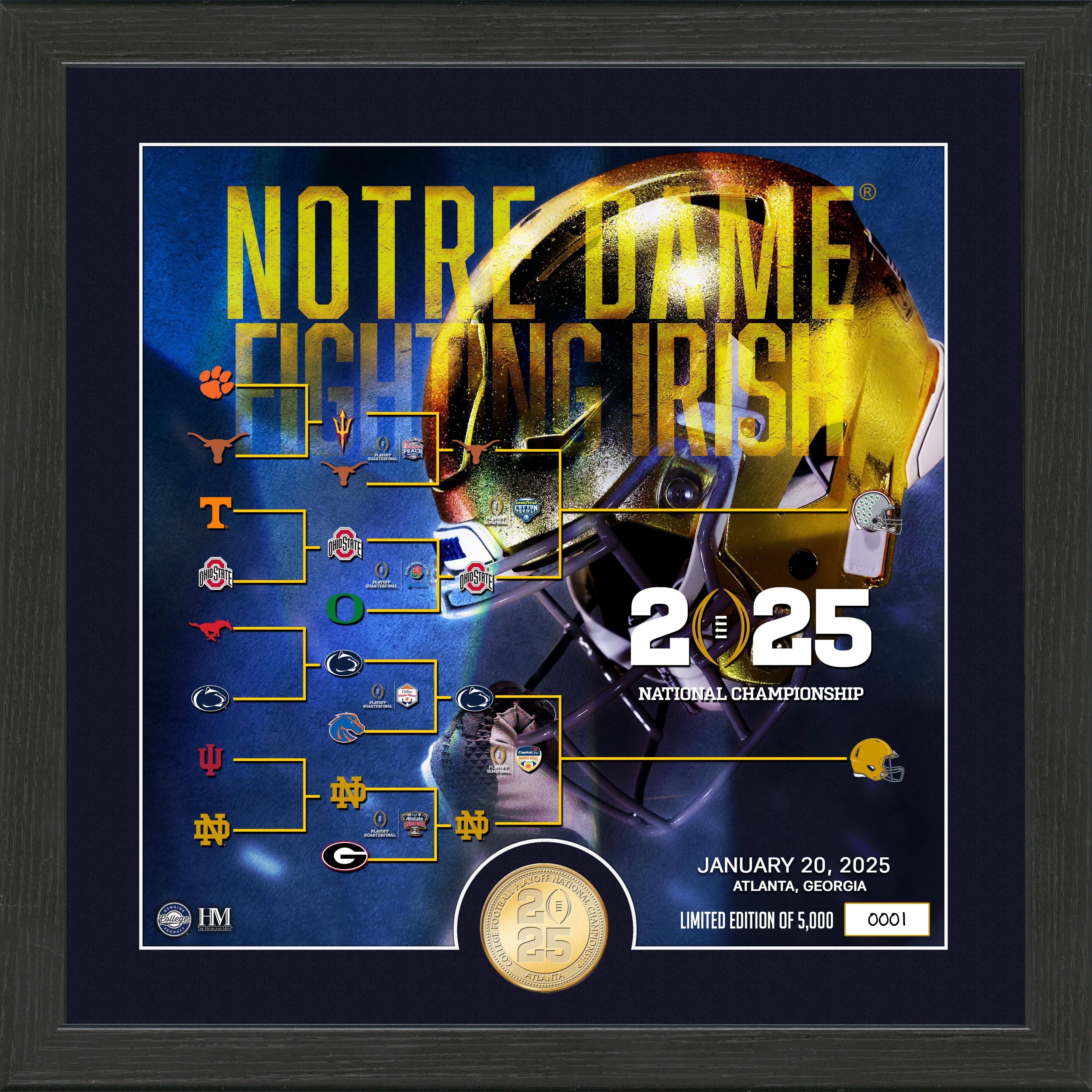 Notre Dame Fighting Irish 2025 CFP Championship Game Bronze Coin Photo Mint