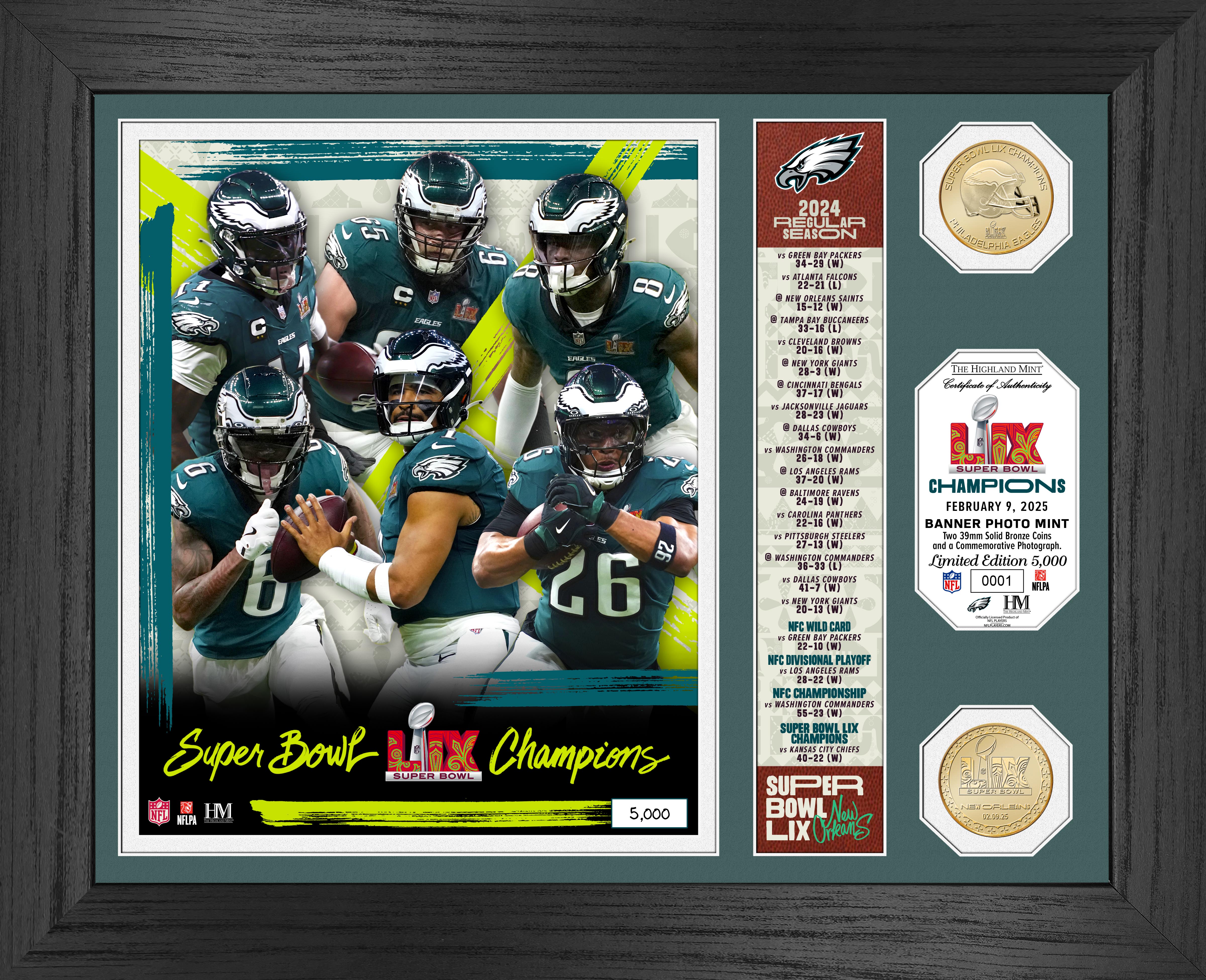 Philadelphia Eagles Super Bowl LIX Champions Bronze Coin Photo Mint