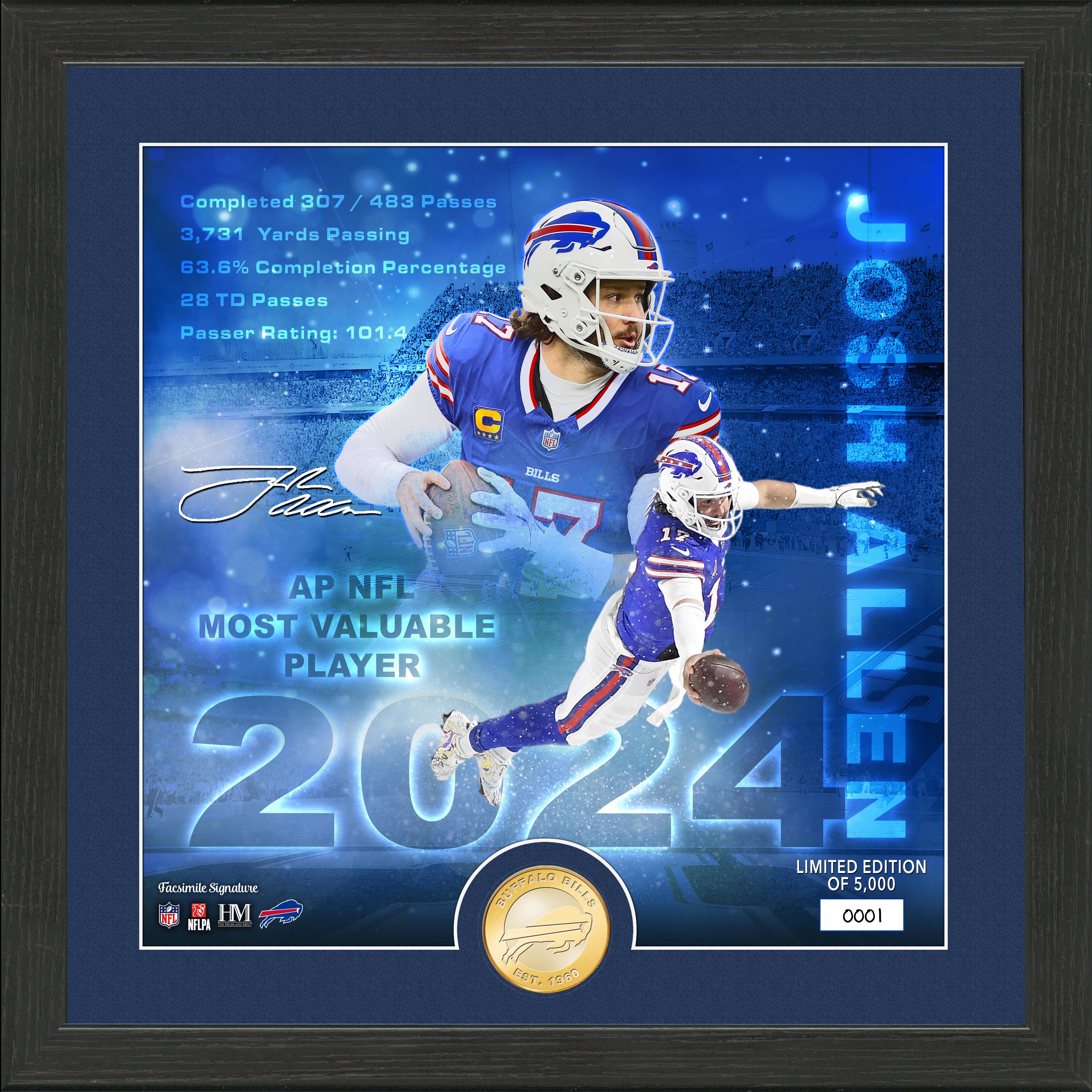 Josh Allen 2024 NFL Most Valuable Player Bronze Coin Photo Mint