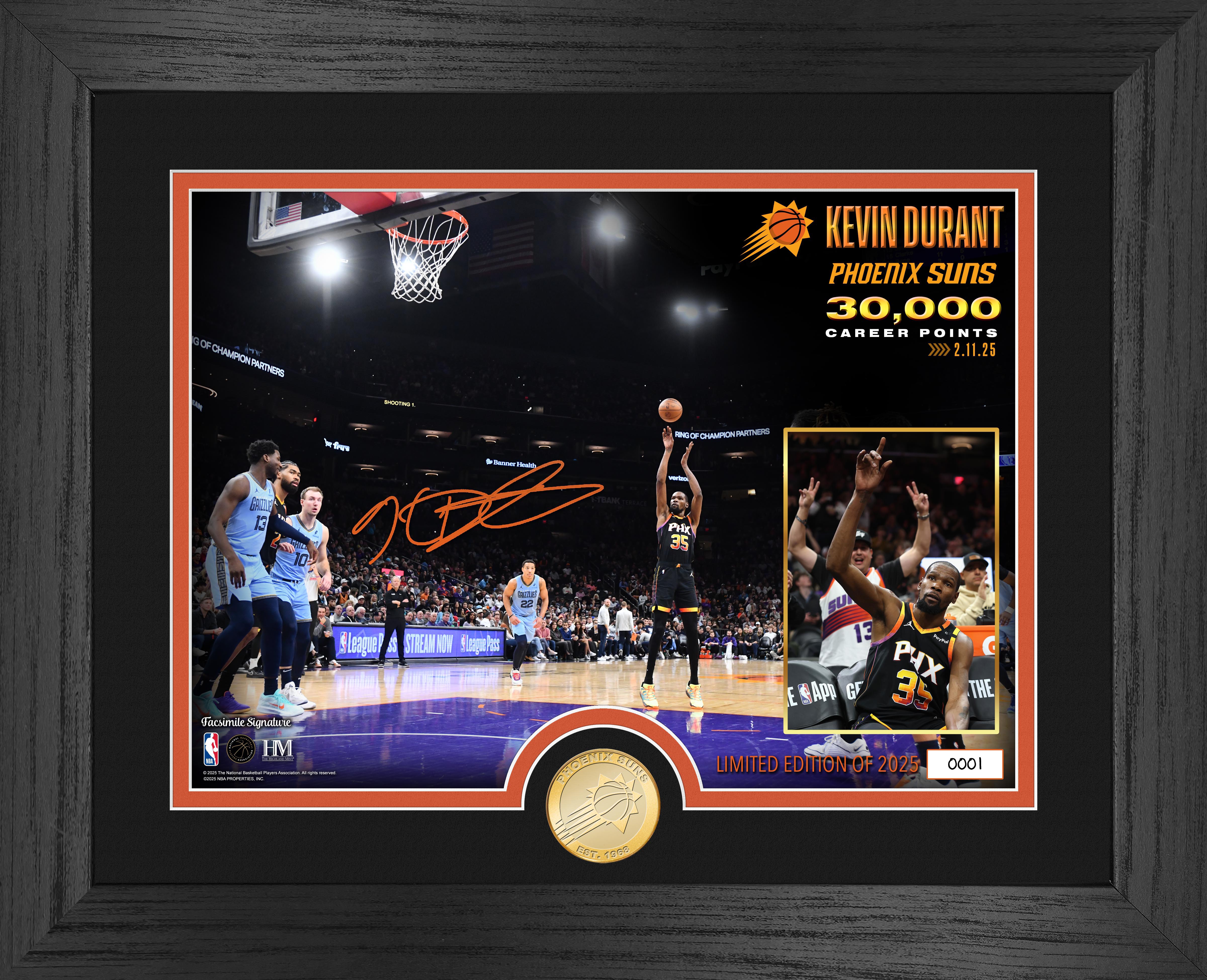 Kevin Durant 30,000 Career Points Bronze Coin Photo Mint