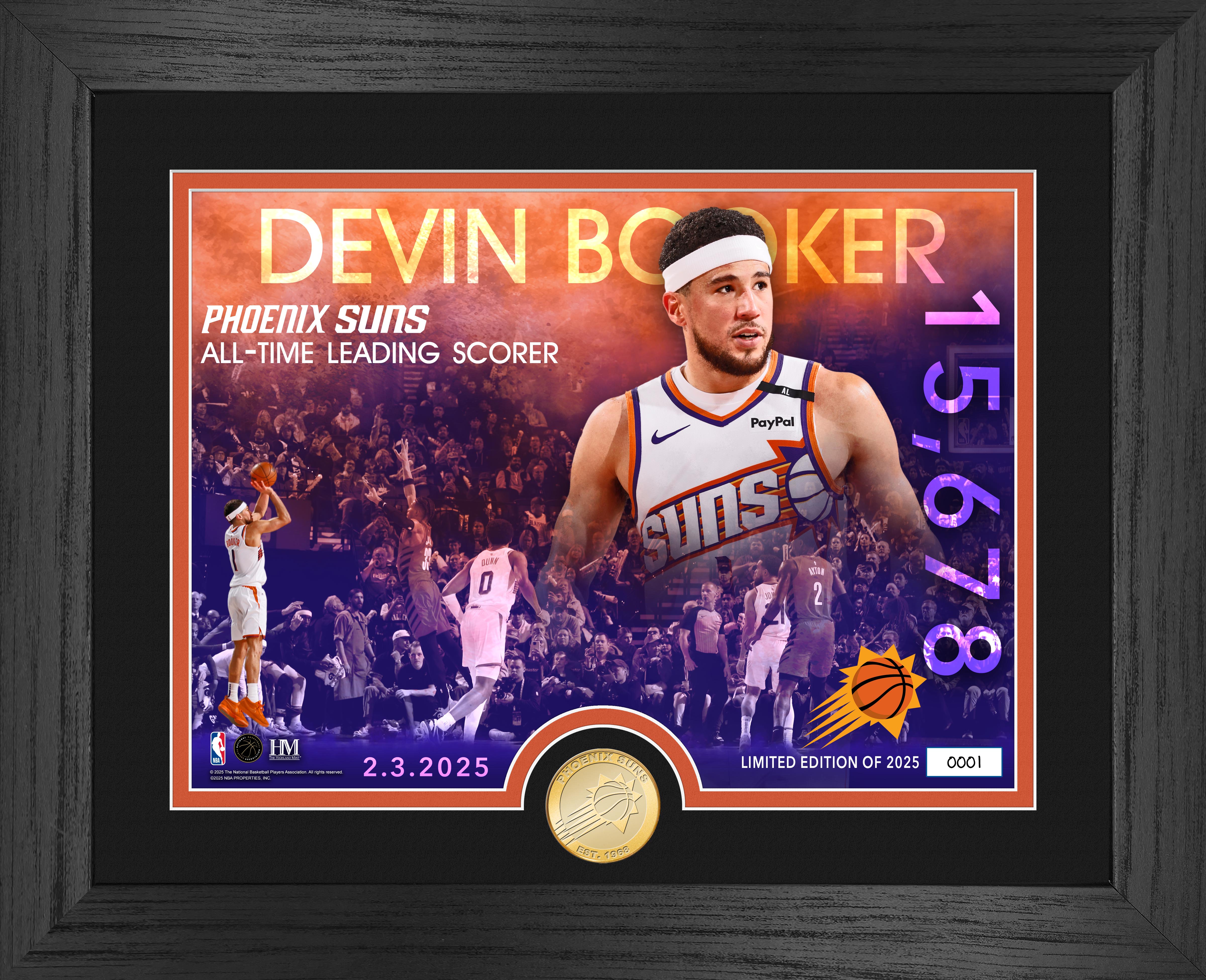 Devin Booker Phoenix Suns Franchise Points Record Bronze Coin Photo Mint