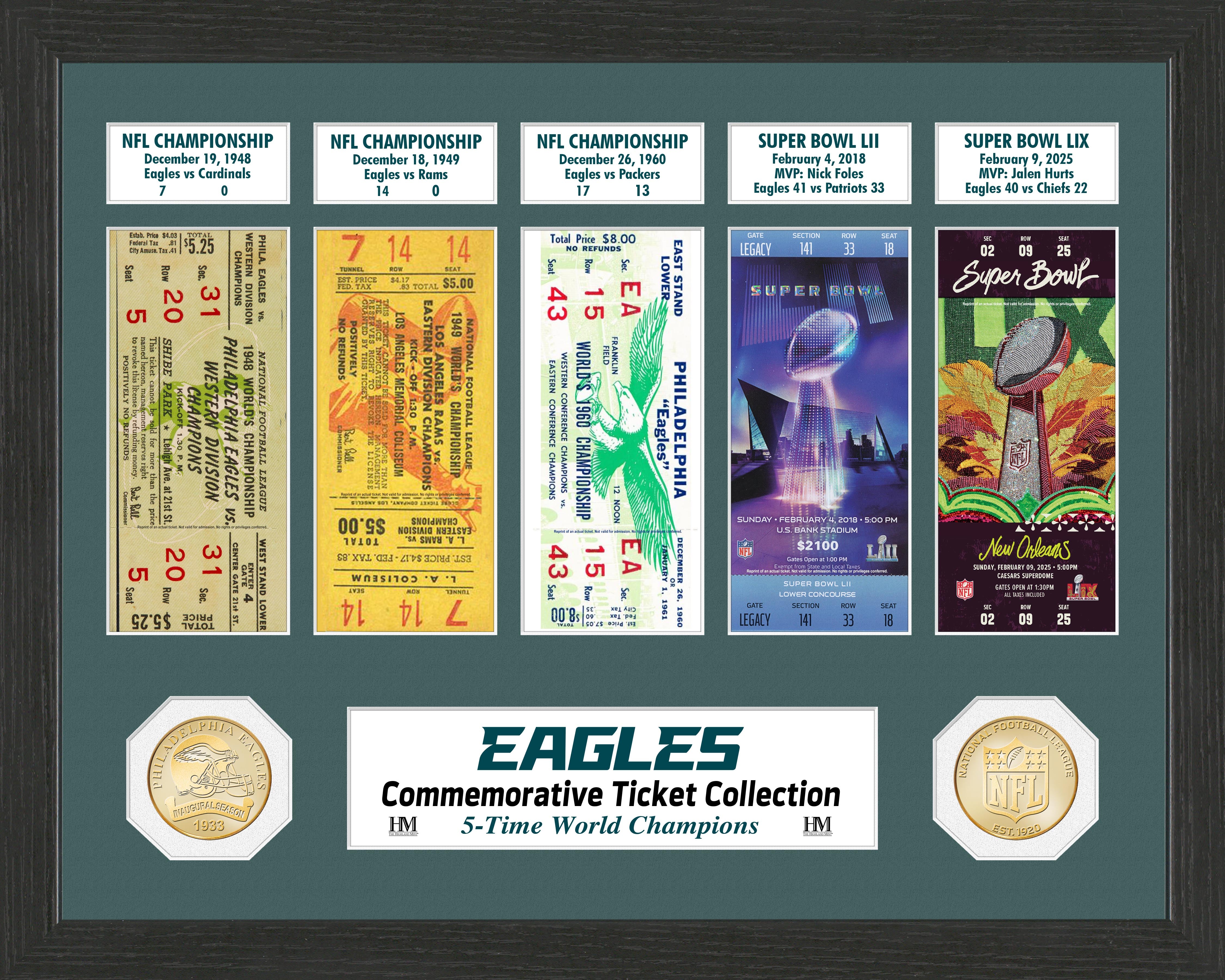 Philadelphia Eagles 5-Time World Champions Commemorative Ticket Collection