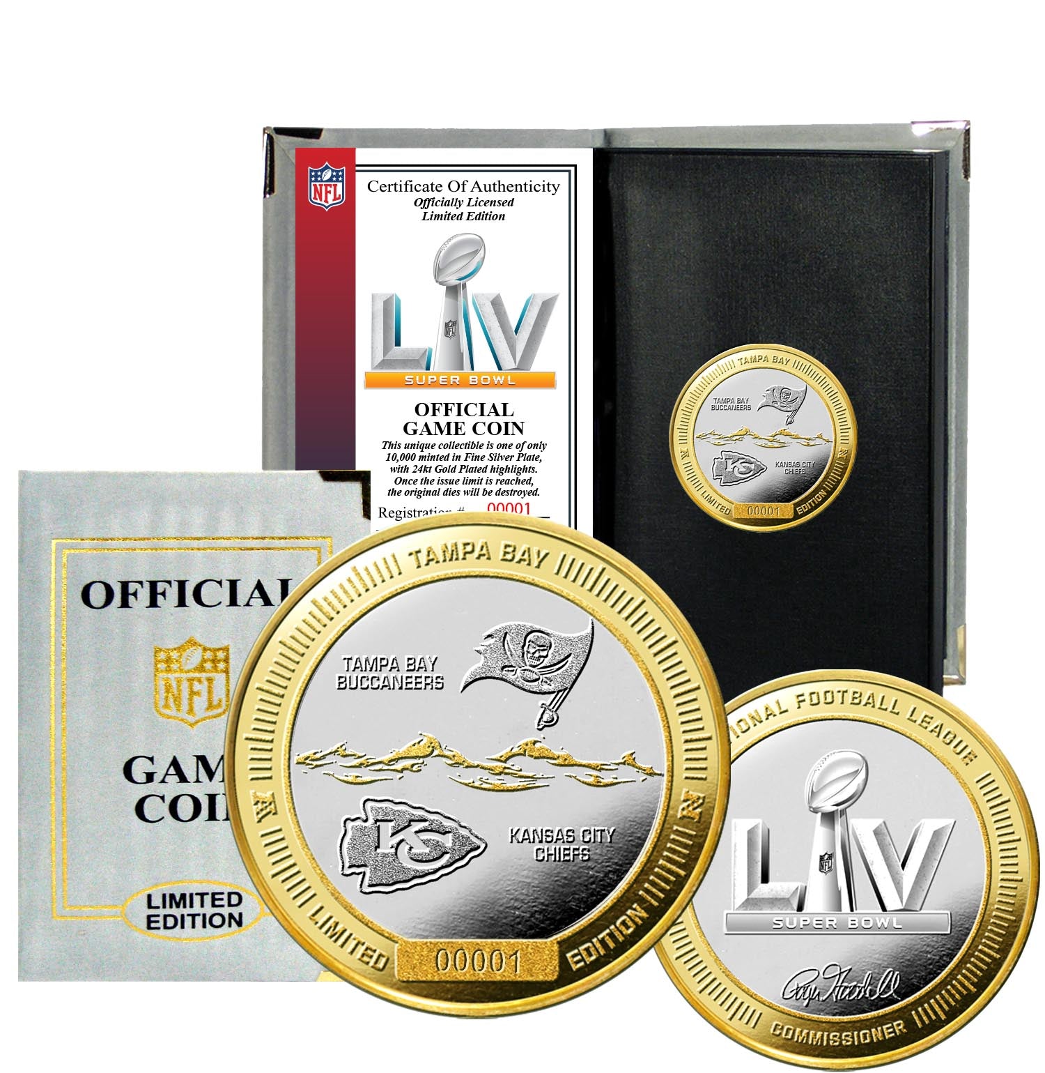 Super Bowl LV Buccaneers vs Chiefs Gold and Silver 2-Tone Flip Coin