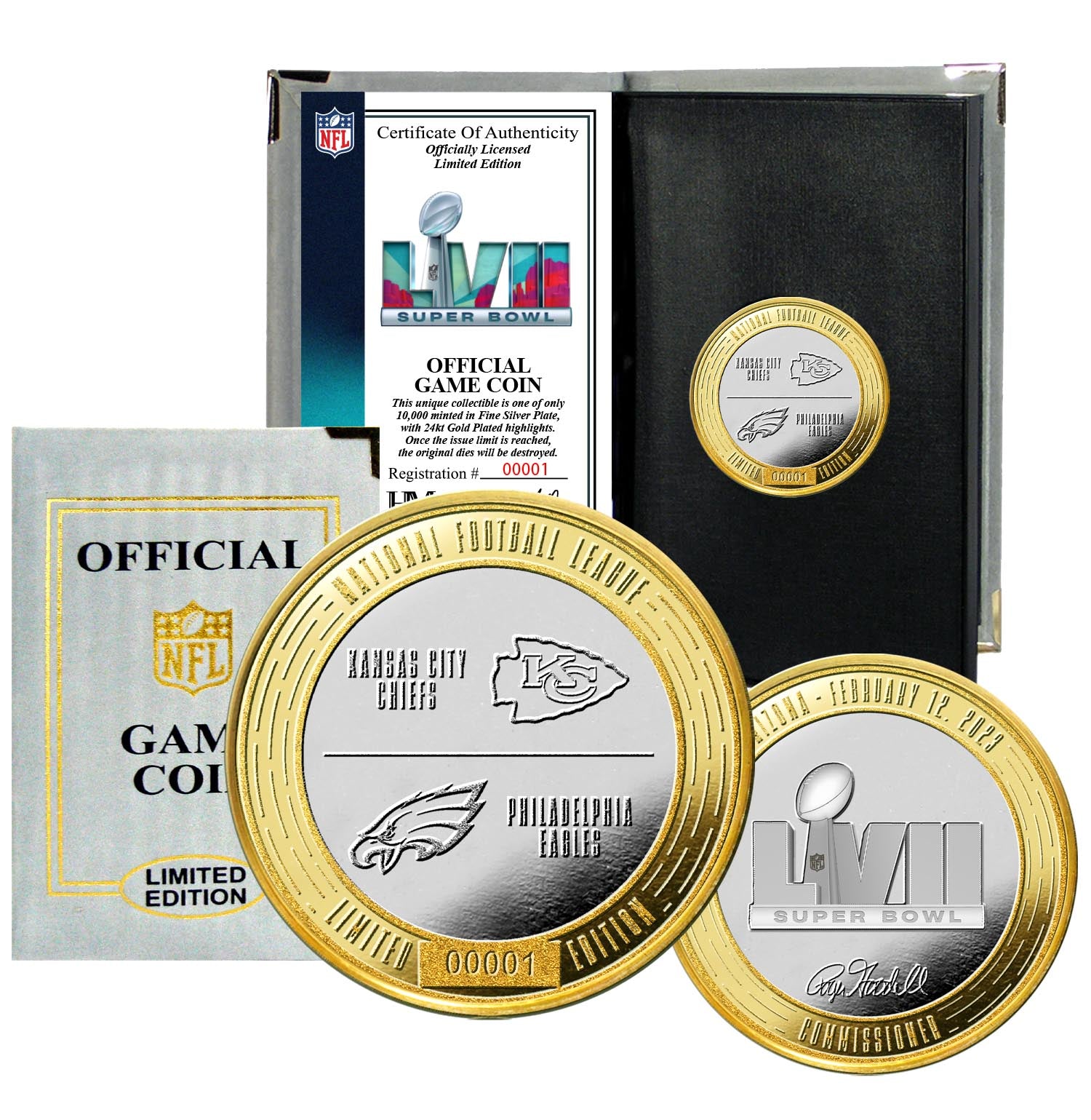 Super Bowl LVII Chiefs vs Eagles Gold and Silver 2-Tone Flip Coin