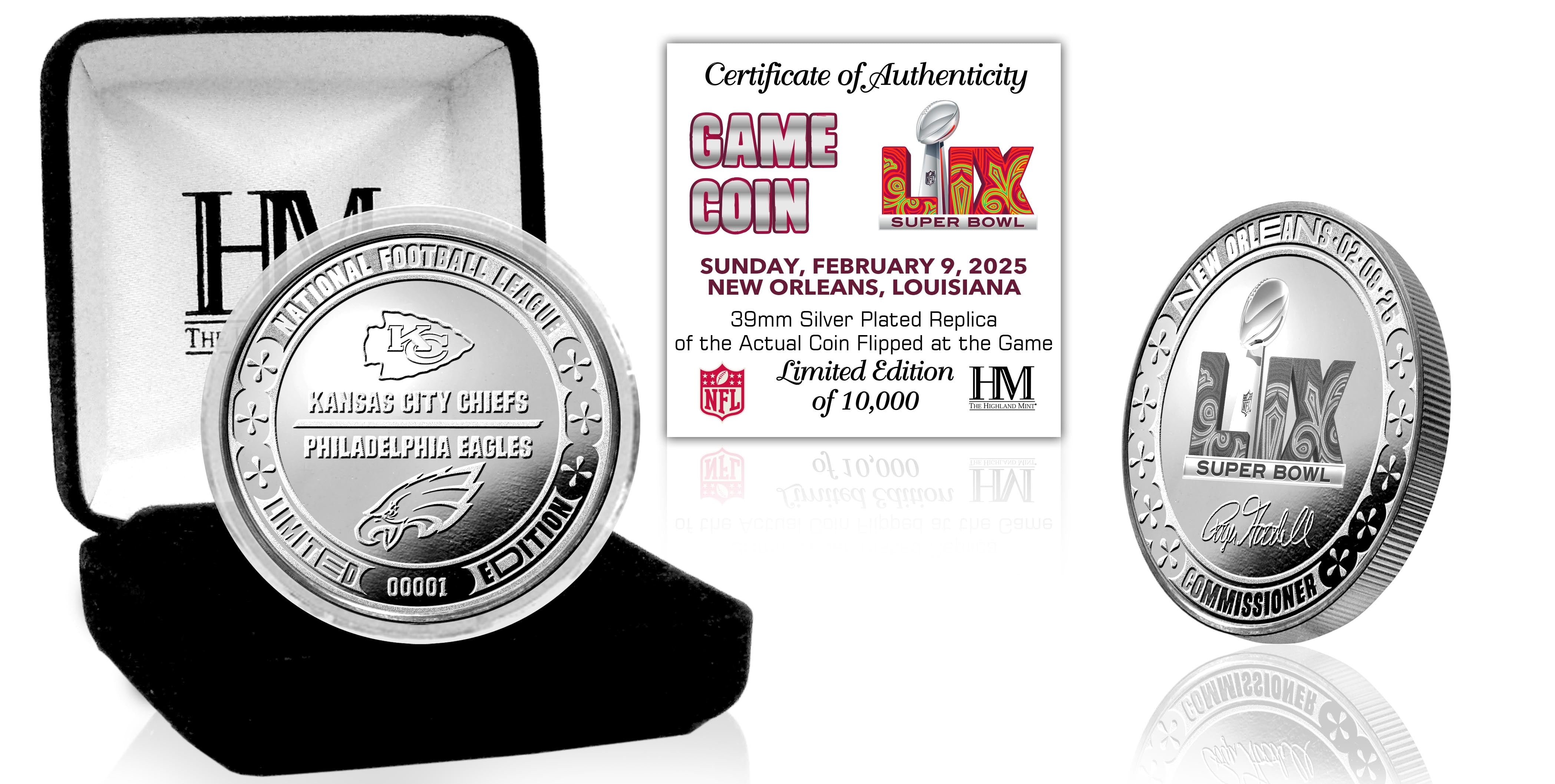 Super Bowl LIX Chiefs vs Eagles Silver Flip Coin