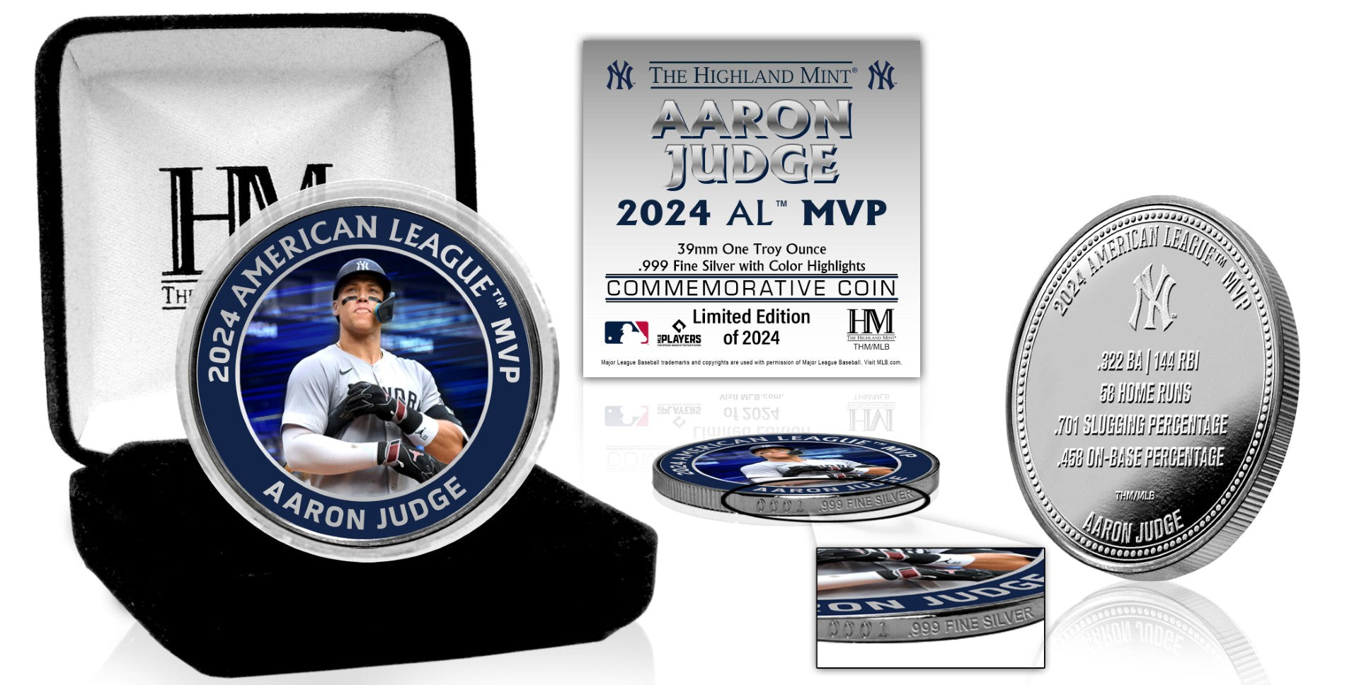 Aaron Judge 2024 American League MVP 1oz .999 Fine Silver Coin