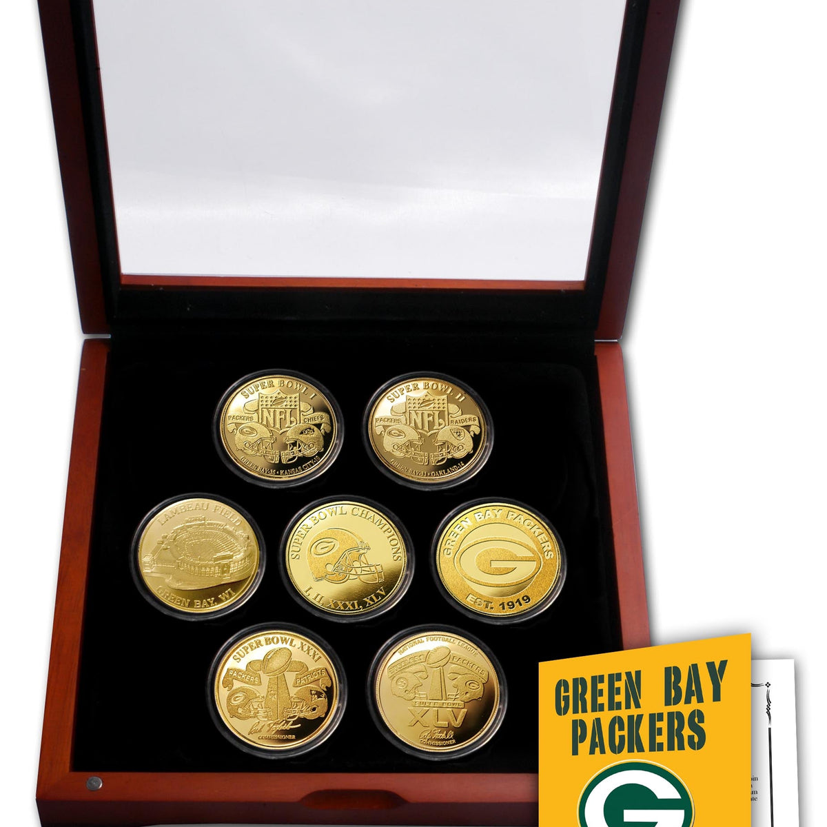 Green Bay Packers Super Bowl Champions Gold 7 Coin Set