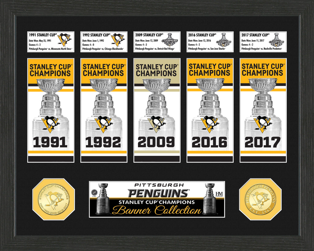 VINTAGE SET OF 5 Pittsburgh Penguins Champion Stanley Cup Pop Beer Cans On  Base